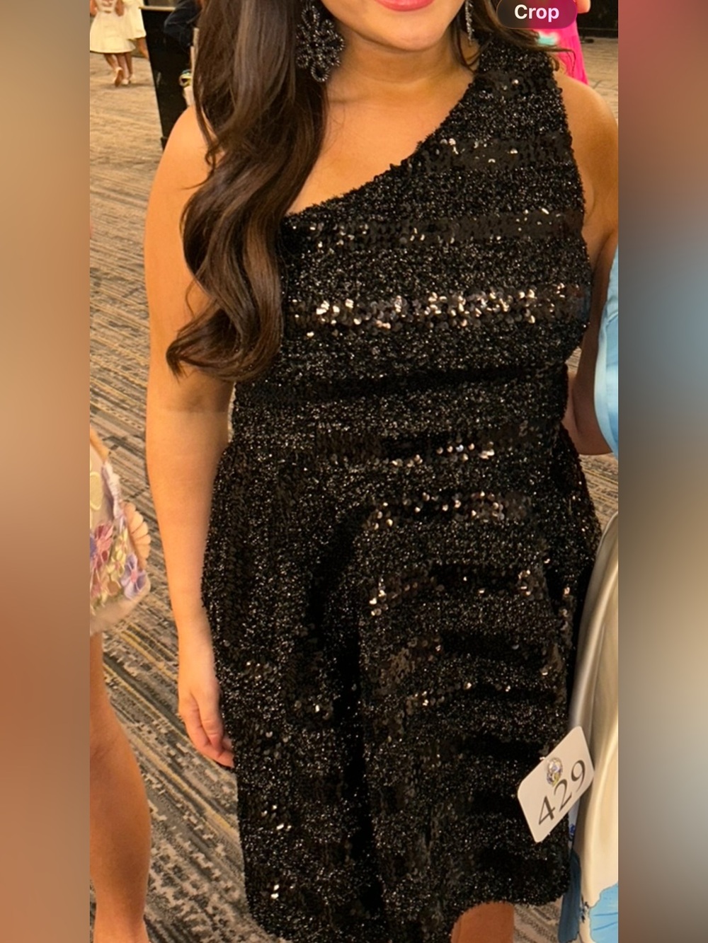 One-Shoulder Black Sequin Cocktail Dress